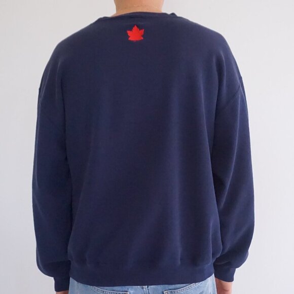 VTG '90S Russell Athletic Navy Red Laurier University Cotton Crewneck Sweater M - Picture 2 of 10